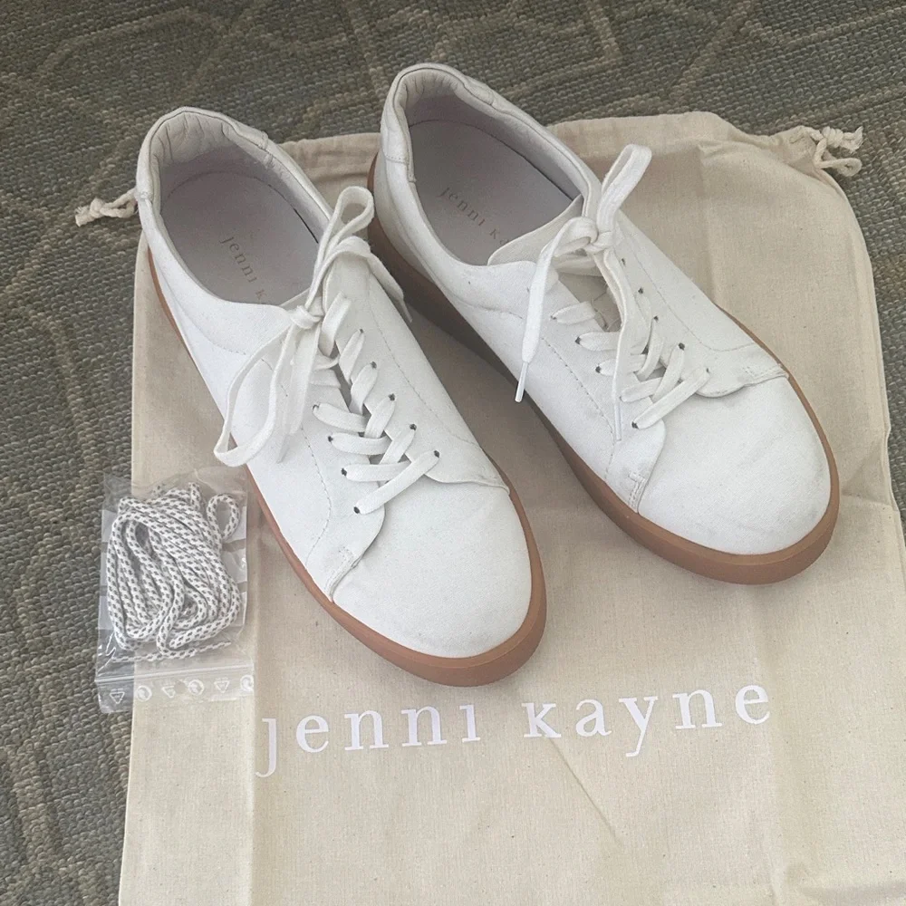 Jenni Kayne Leather Skater Sneakers Cream w/ Tan Sole | EU 39 / US 8 | Worn once - Picture 4 of 7